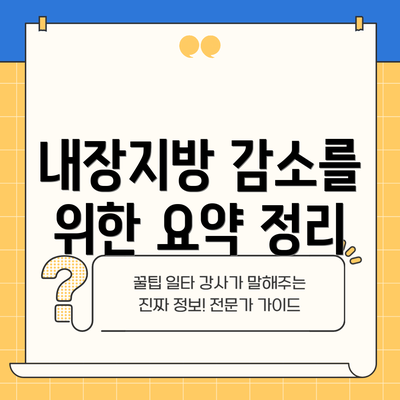 내장지방 감소를 위한 요약 정리