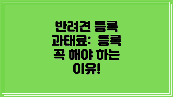 반려견 등록 과태료:  등록 꼭 해야 하는 이유!