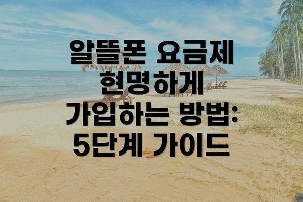알뜰폰 요금제 현명하게 가입하는 방법: 5단계 가이드