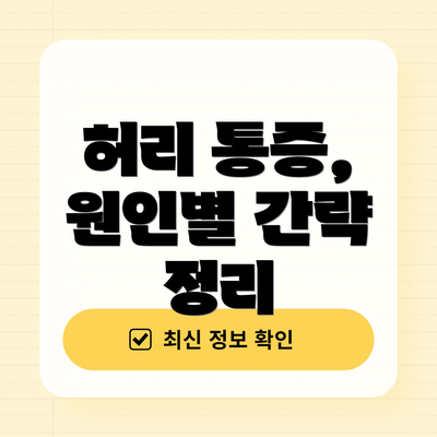 허리 통증,  원인별 간략 정리