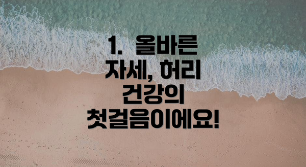 1.  올바른 자세, 허리 건강의 첫걸음이에요!