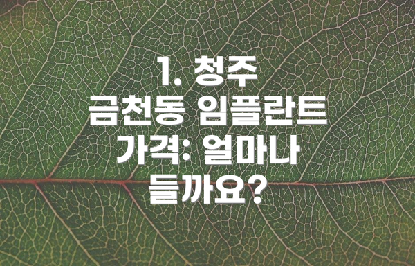 1. 청주 금천동 임플란트 가격: 얼마나 들까요?