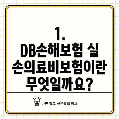 1. DB손해보험 실손의료비보험이란 무엇일까요?