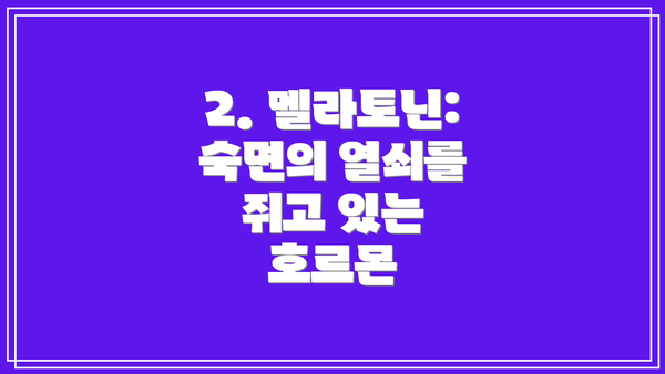 2. 멜라토닌: 숙면의 열쇠를 쥐고 있는 호르몬