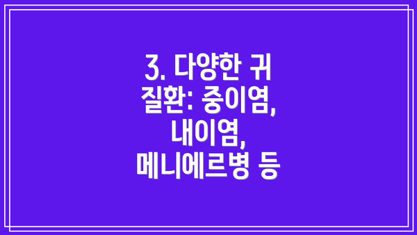 3. 다양한 귀 질환: 중이염, 내이염, 메니에르병 등