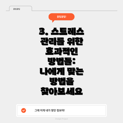3. 스트레스 관리를 위한 효과적인 방법들:  나에게 맞는 방법을 찾아보세요