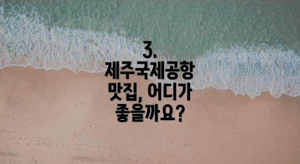 3. 제주국제공항 맛집, 어디가 좋을까요?