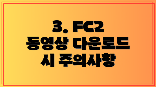 3. FC2 동영상 다운로드 시 주의사항