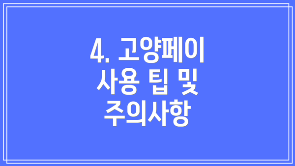 4. 고양페이 사용 팁 및 주의사항
