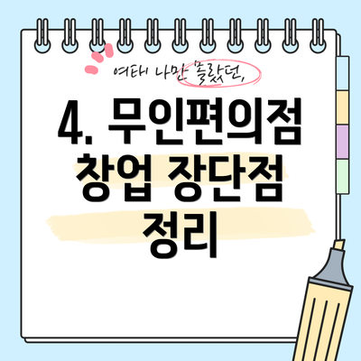 4. 무인편의점 창업 장단점 정리