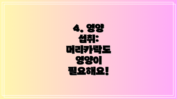 4. 영양 섭취: 머리카락도 영양이 필요해요!