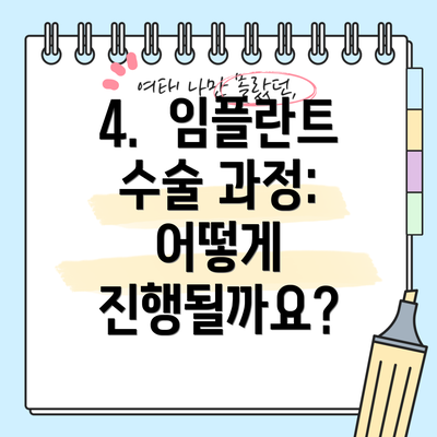 4.  임플란트 수술 과정: 어떻게 진행될까요?