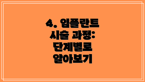 4. 임플란트 시술 과정: 단계별로 알아보기