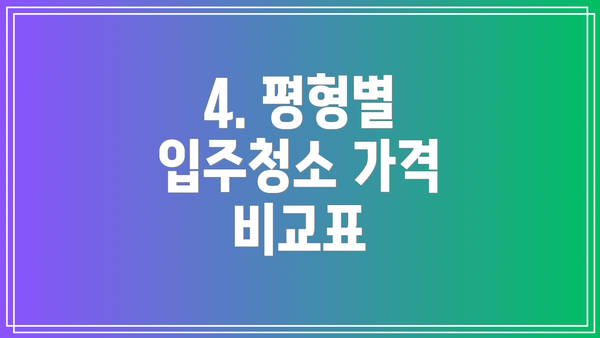 4. 평형별 입주청소 가격 비교표