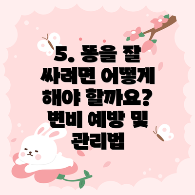 5. 똥을 잘 싸려면 어떻게 해야 할까요?  변비 예방 및 관리법