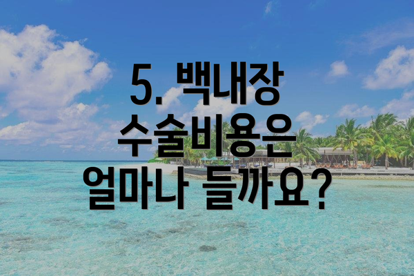 5. 백내장 수술비용은 얼마나 들까요?