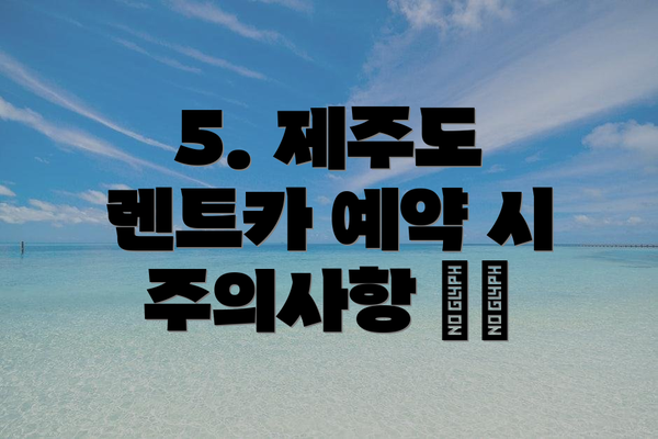 5. 제주도 렌트카 예약 시 주의사항 ⚠️