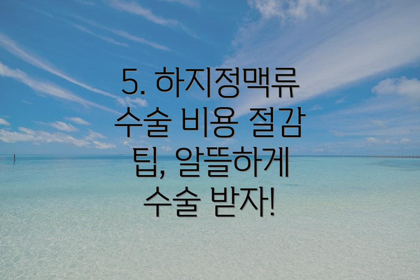 5. 하지정맥류 수술 비용 절감 팁, 알뜰하게 수술 받자!