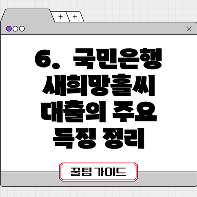 6.  국민은행 새희망홀씨 대출의 주요 특징 정리