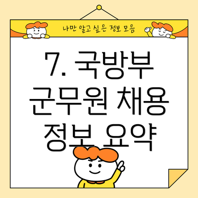 7. 국방부 군무원 채용 정보 요약