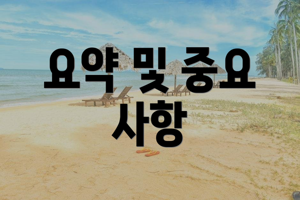 요약 및 중요 사항