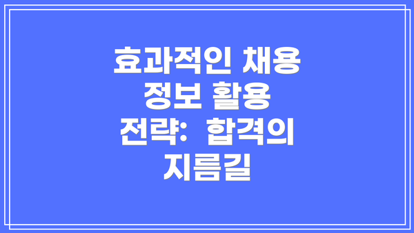 효과적인 채용 정보 활용 전략:  합격의 지름길