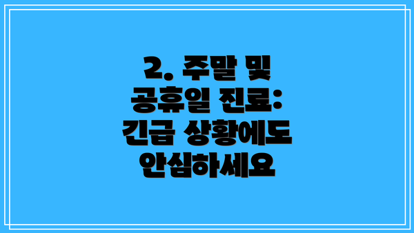 2. 주말 및 공휴일 진료: 긴급 상황에도 안심하세요