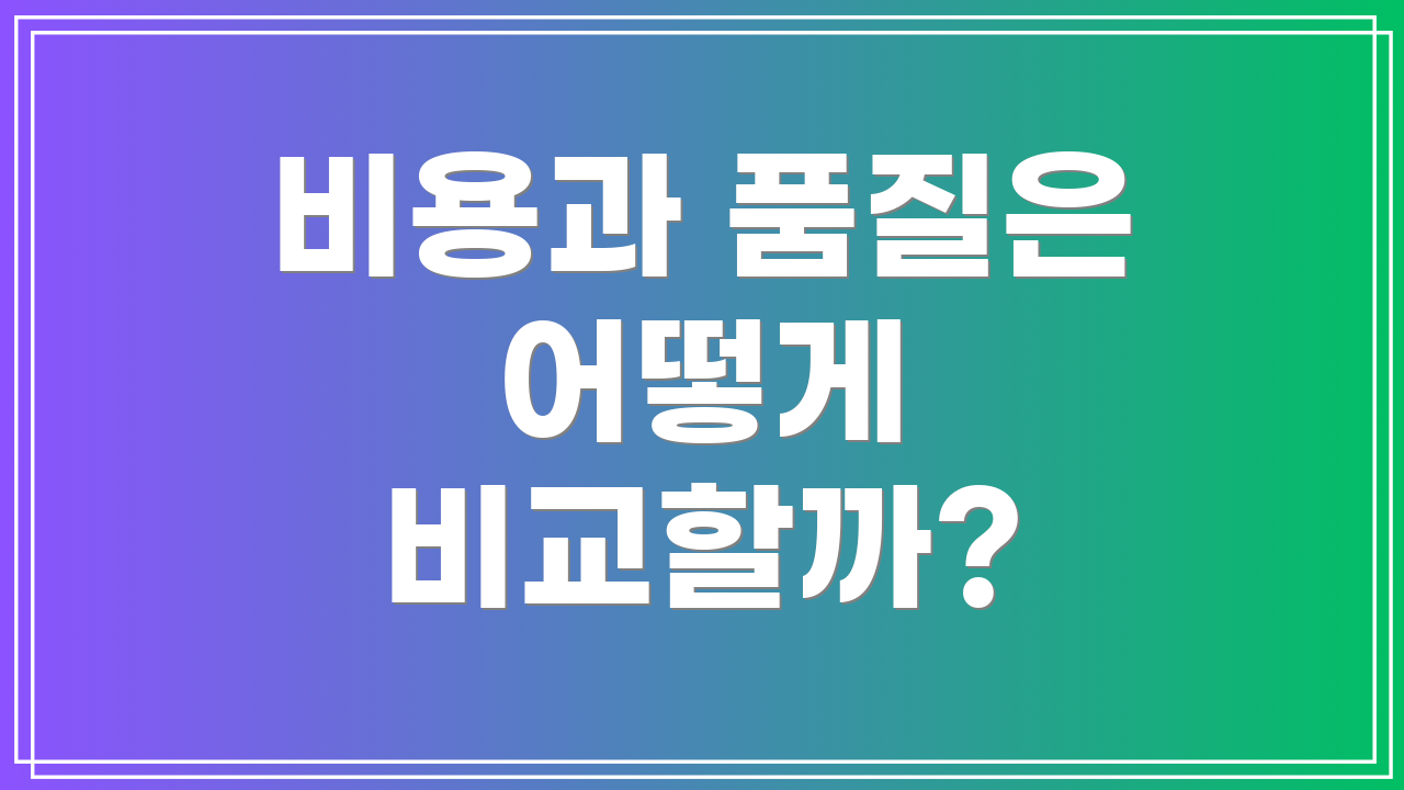 비용과 품질은 어떻게 비교할까?