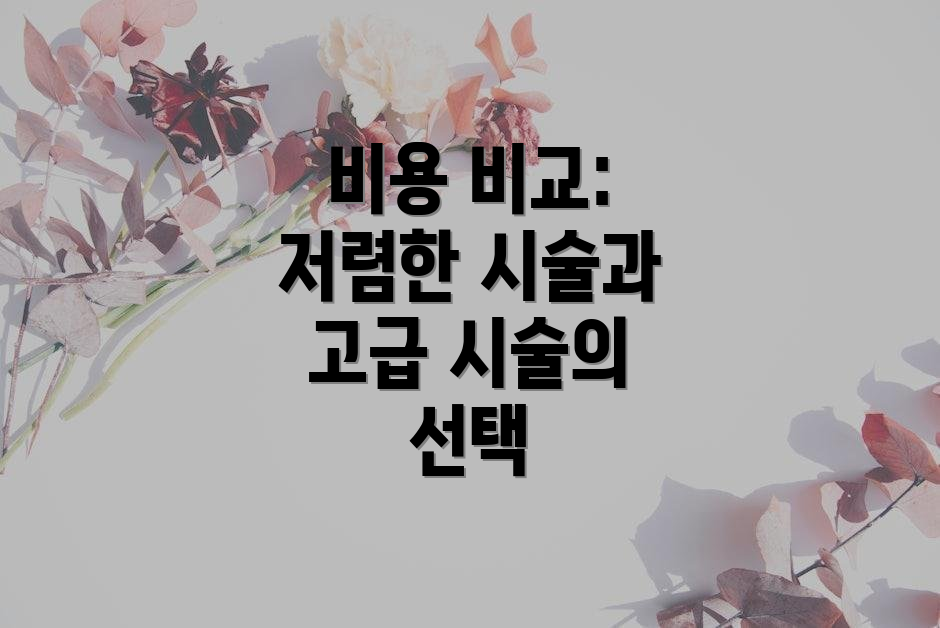 비용 비교: 저렴한 시술과 고급 시술의 선택