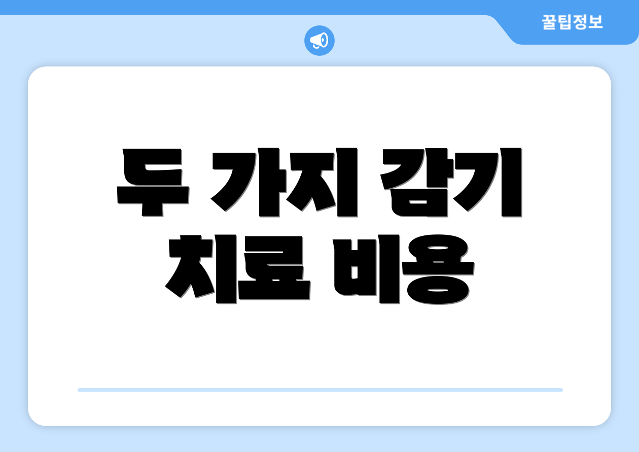 두 가지 감기 치료 비용