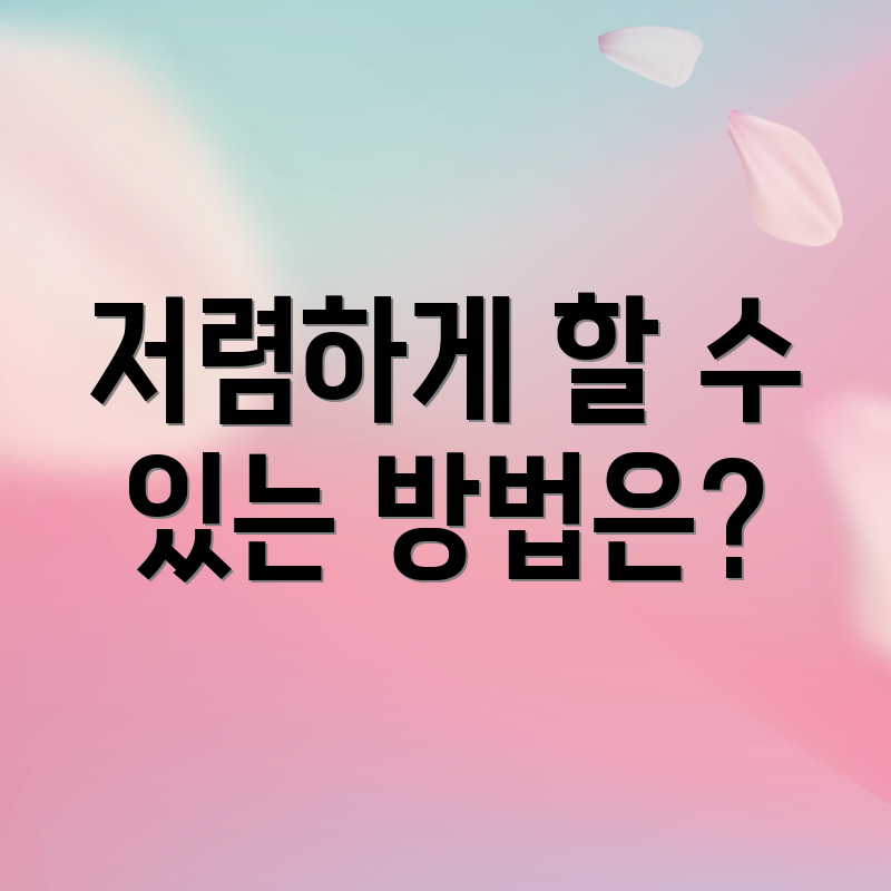 저렴하게 할 수 있는 방법은?