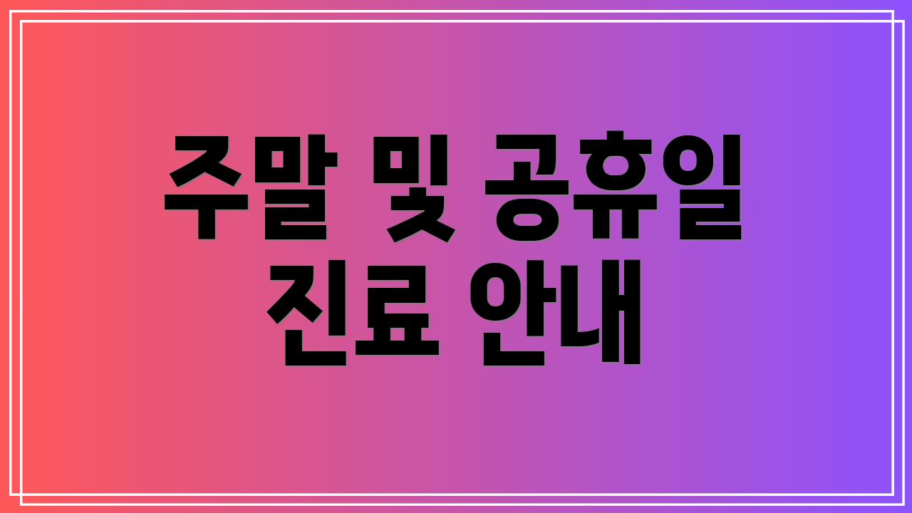 주말 및 공휴일 진료 안내