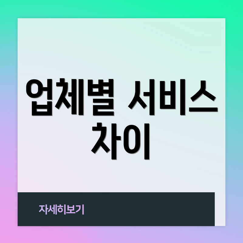 업체별 서비스 차이