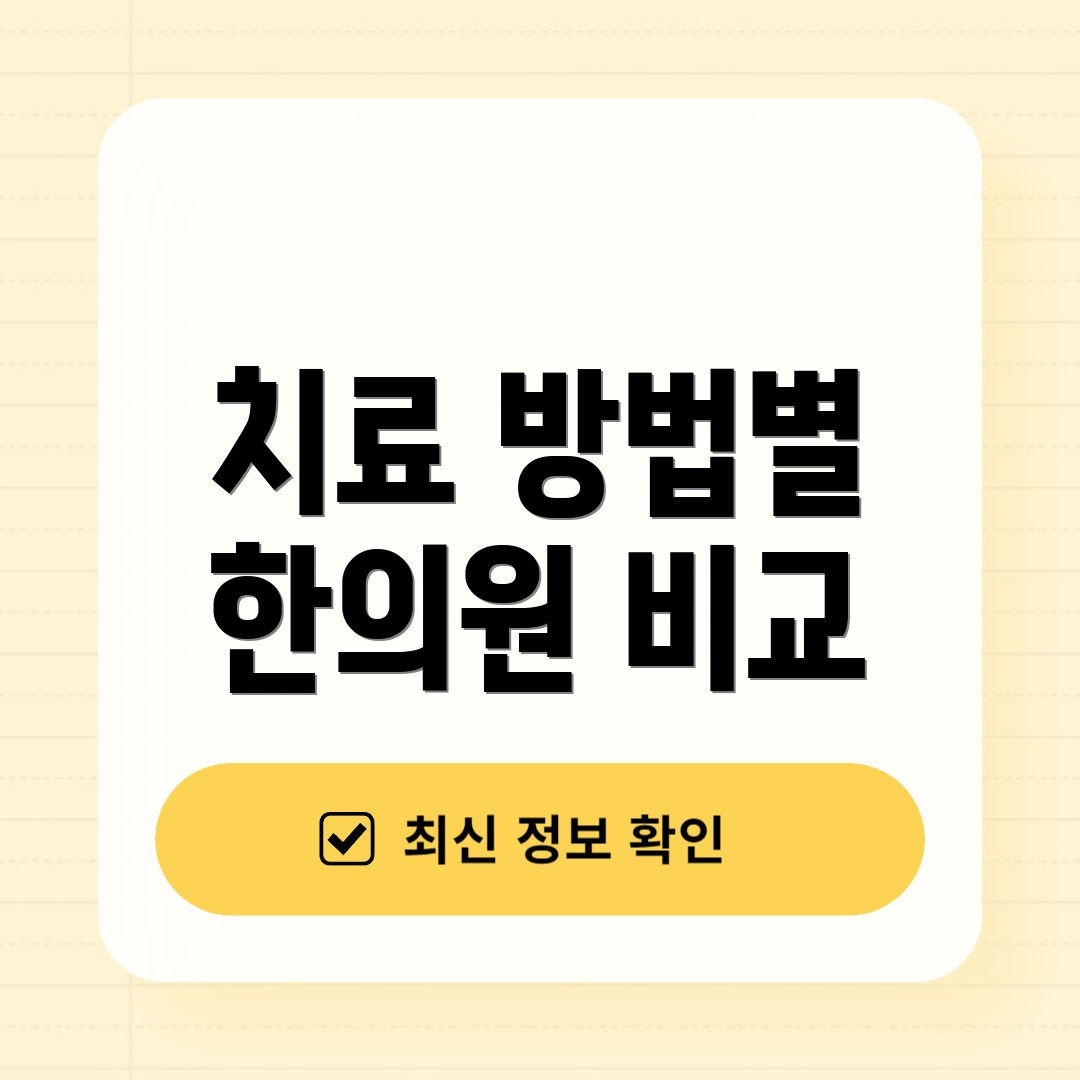 치료 방법별 한의원 비교