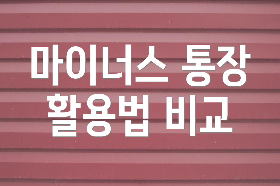 마이너스 통장 활용법 비교