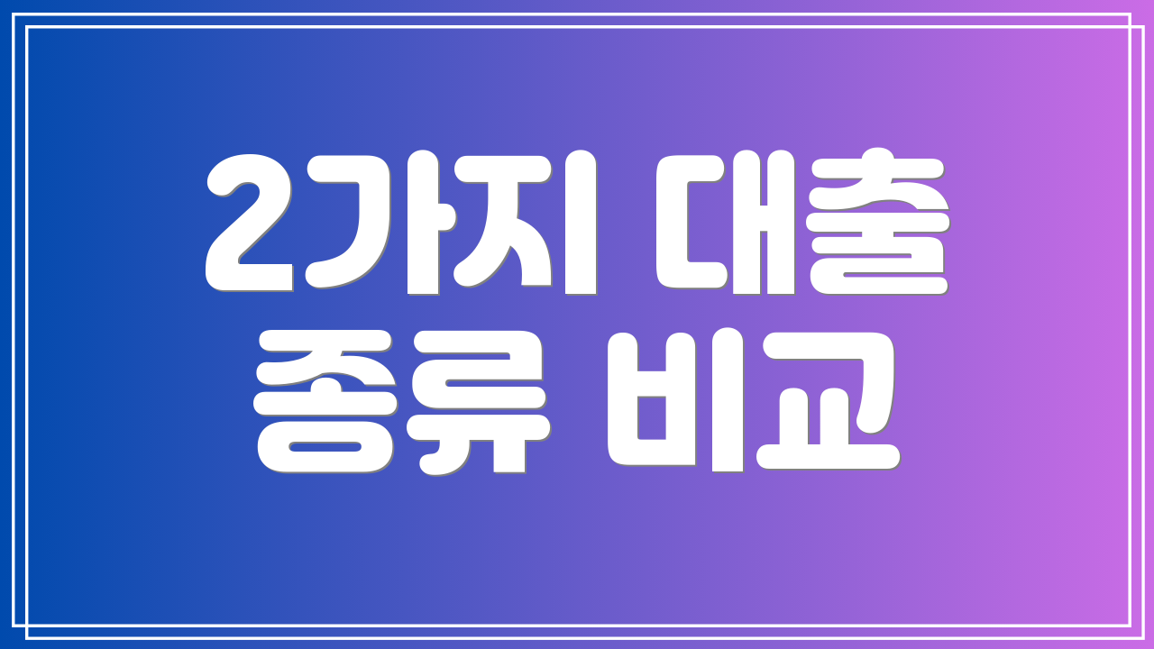 2가지 대출 종류 비교