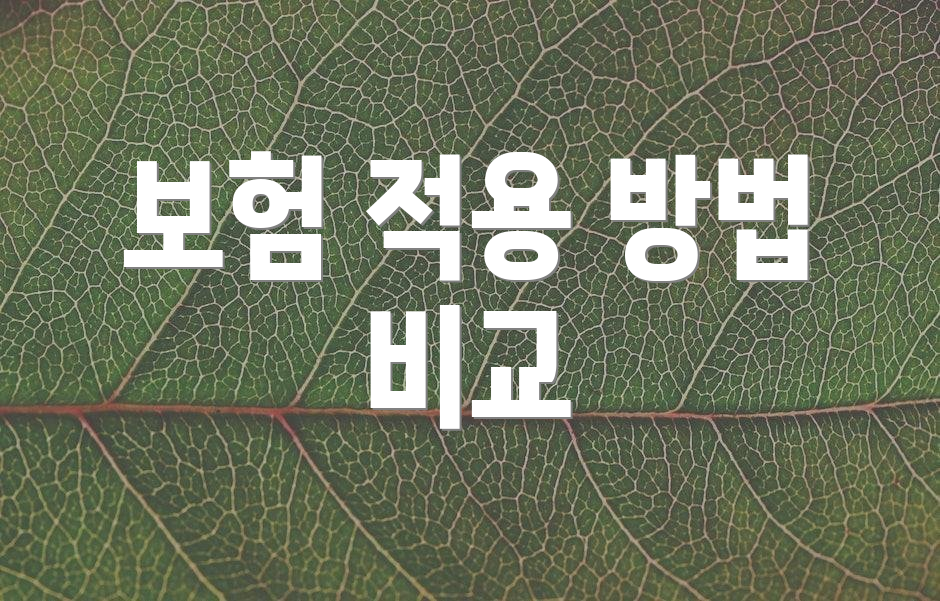 보험 적용 방법 비교
