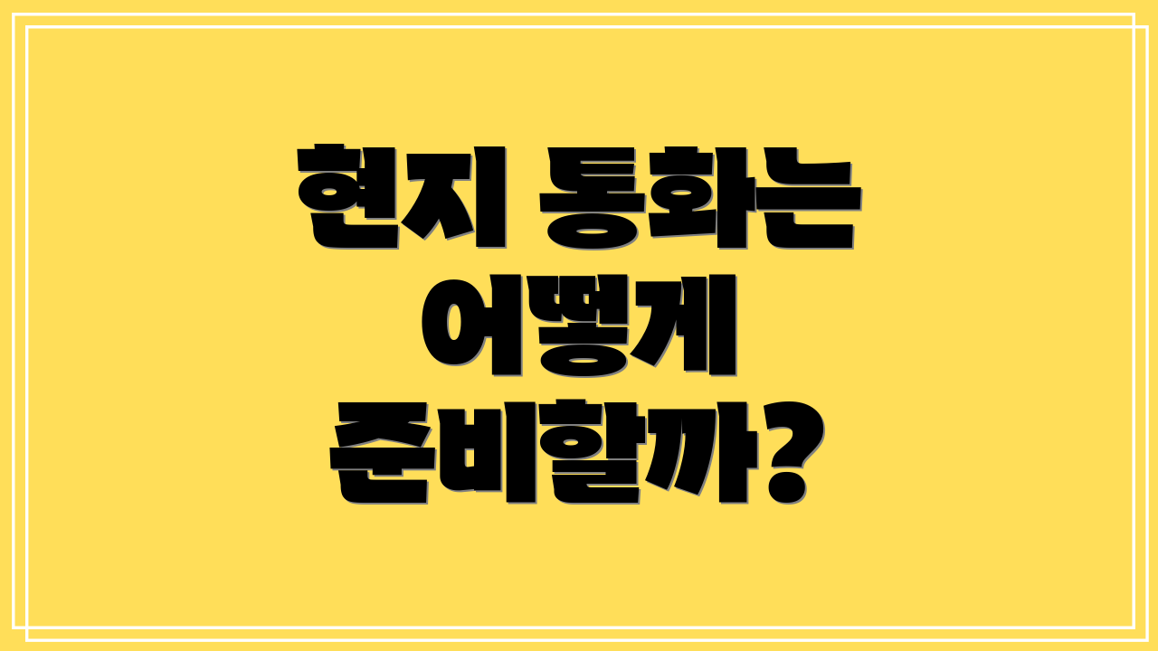 현지 통화는 어떻게 준비할까?