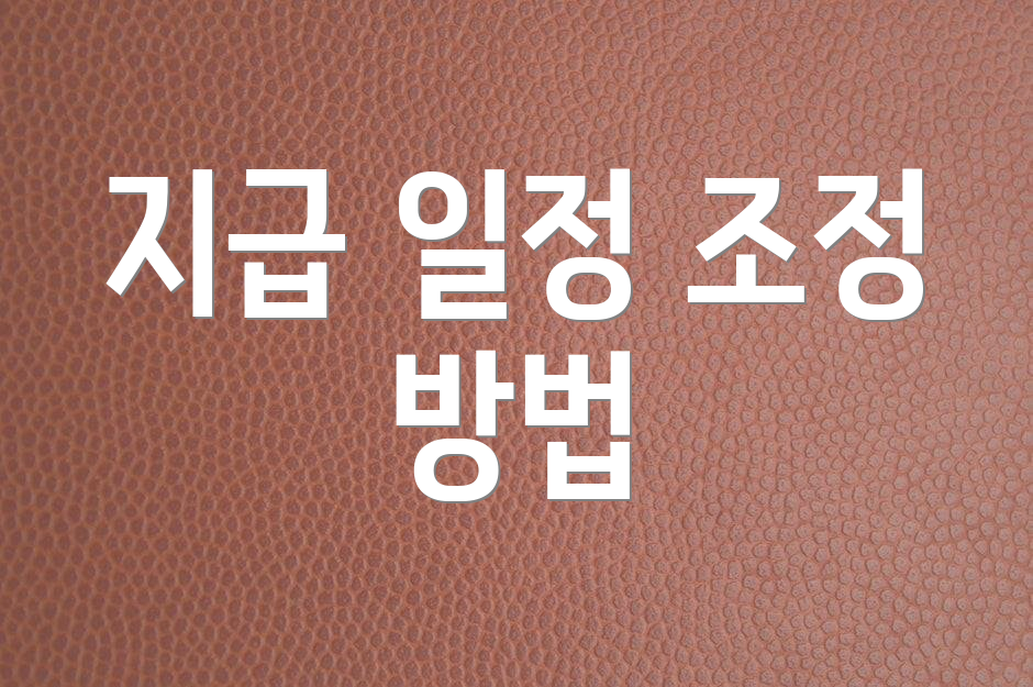 지급 일정 조정 방법