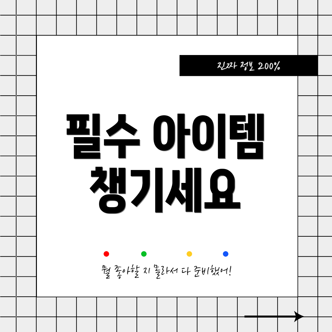 필수 아이템 챙기세요
