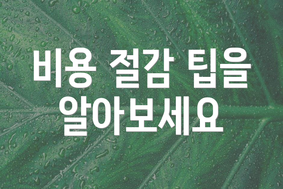 비용 절감 팁을 알아보세요