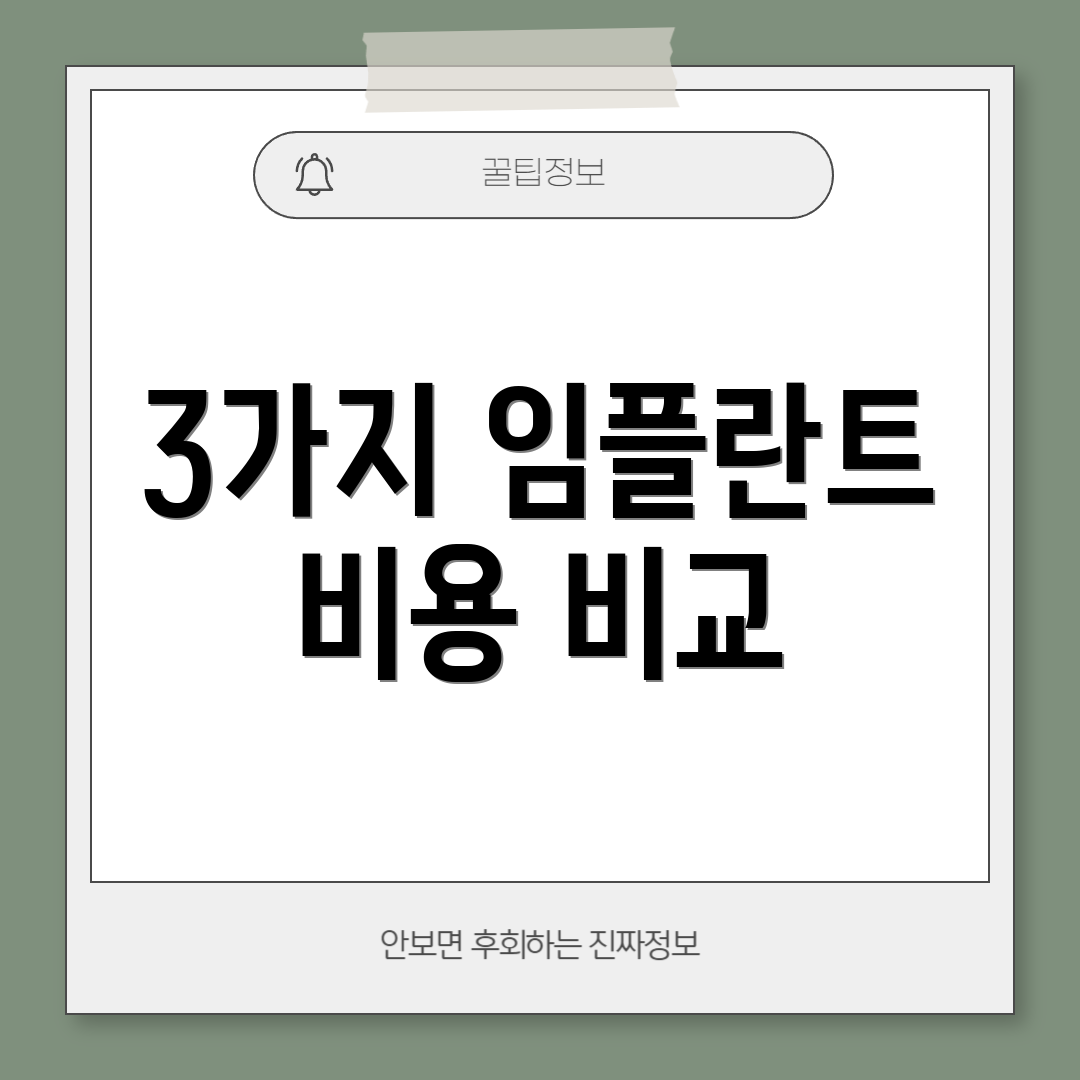 3가지 임플란트 비용 비교
