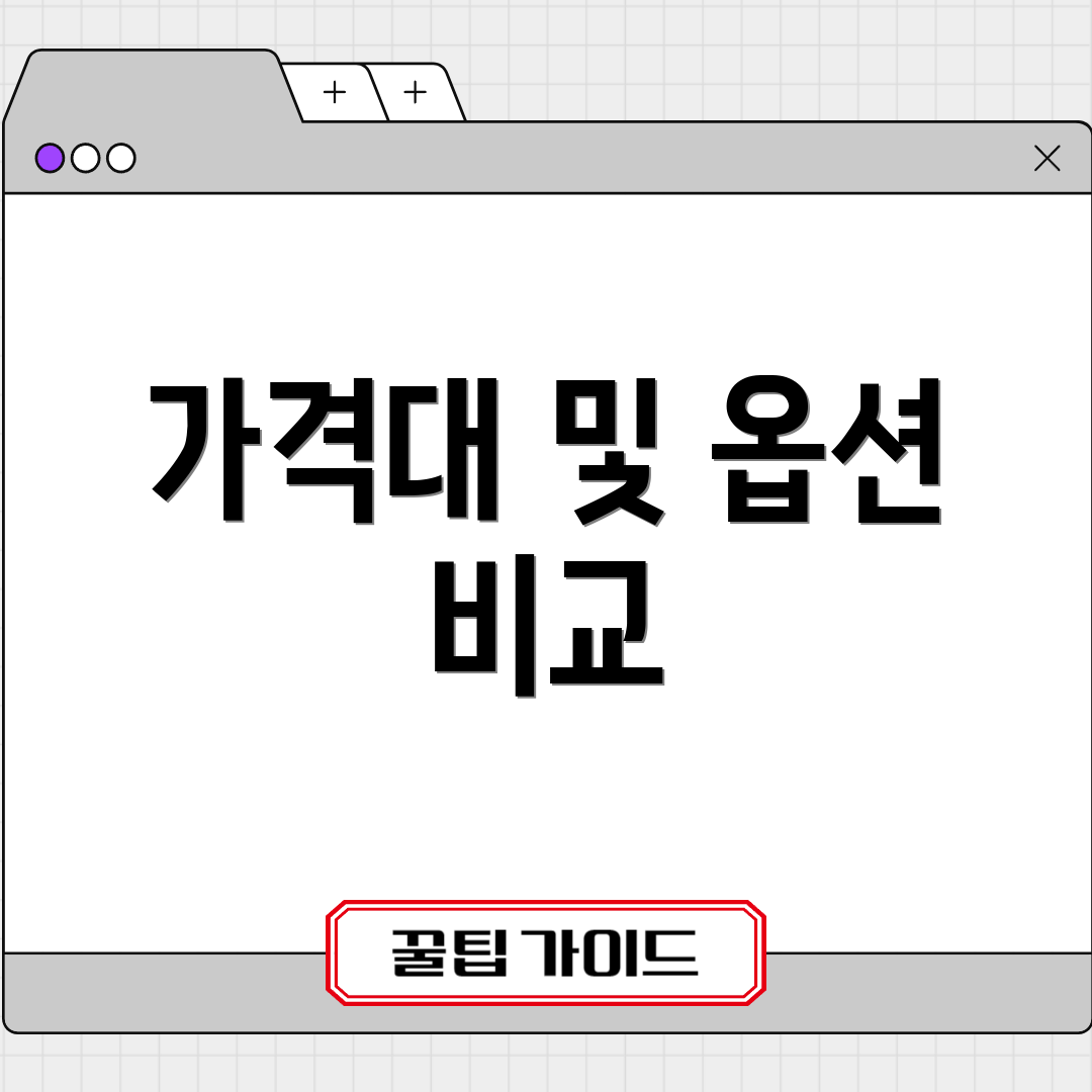 가격대 및 옵션 비교