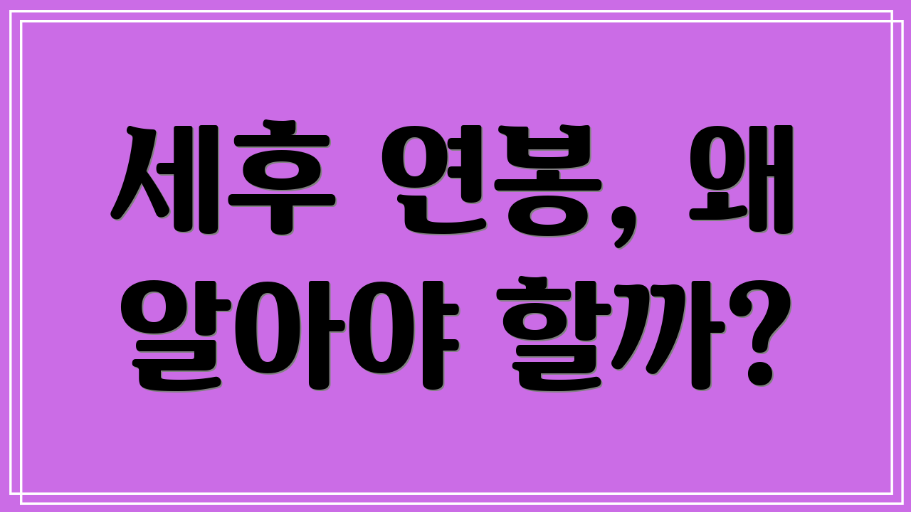 세후 연봉, 왜 알아야 할까?