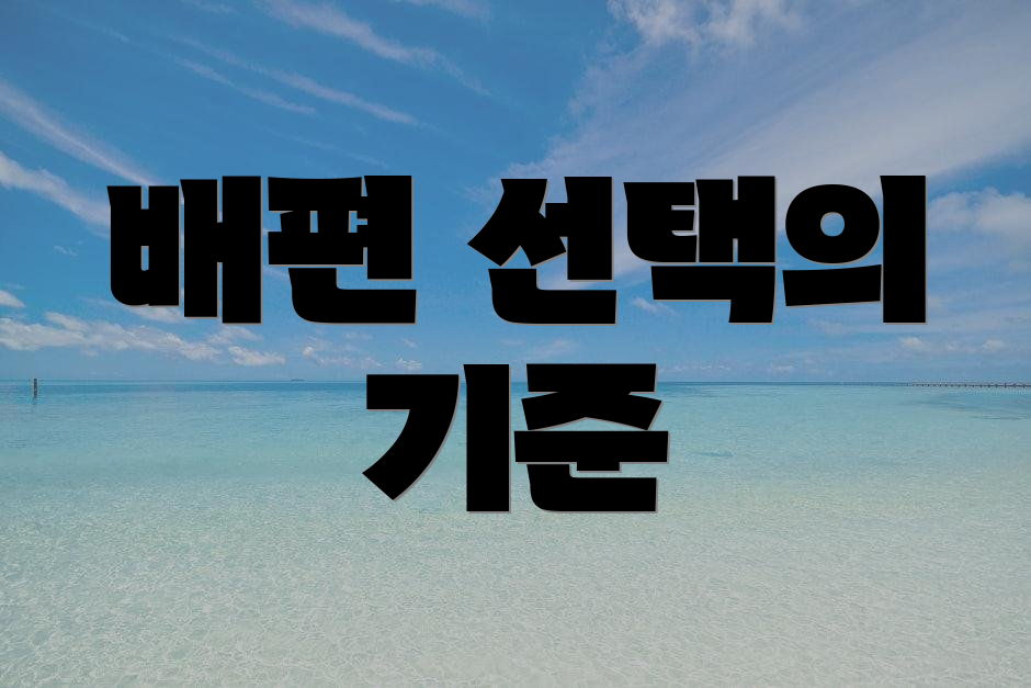 배편 선택의 기준