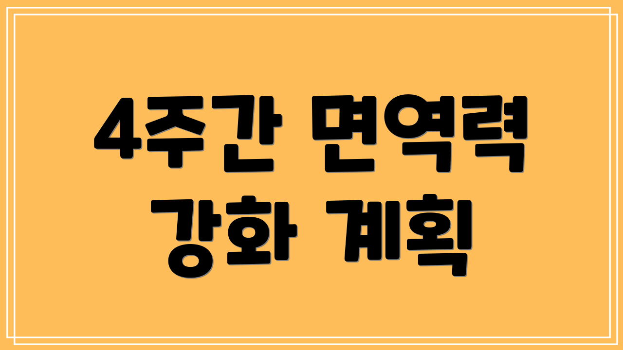 4주간 면역력 강화 계획