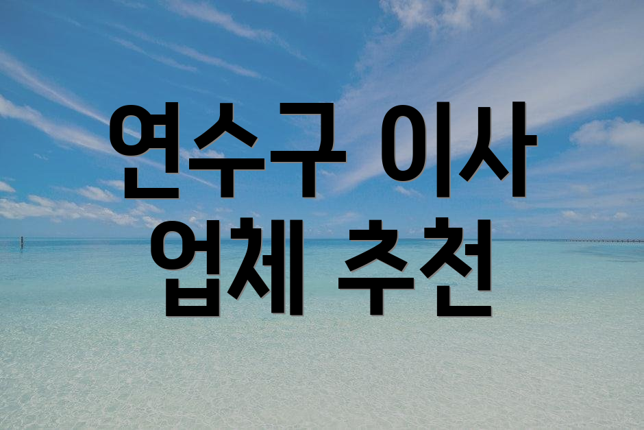 연수구 이사 업체 추천