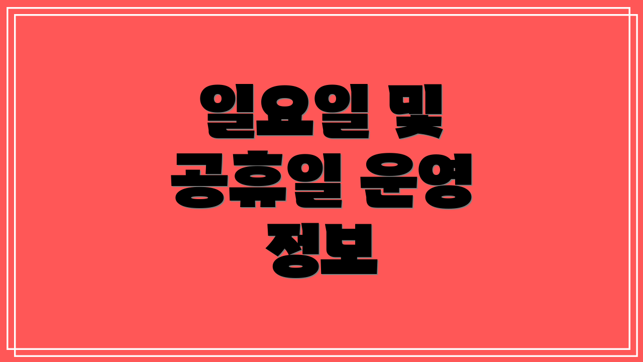 일요일 및 공휴일 운영 정보