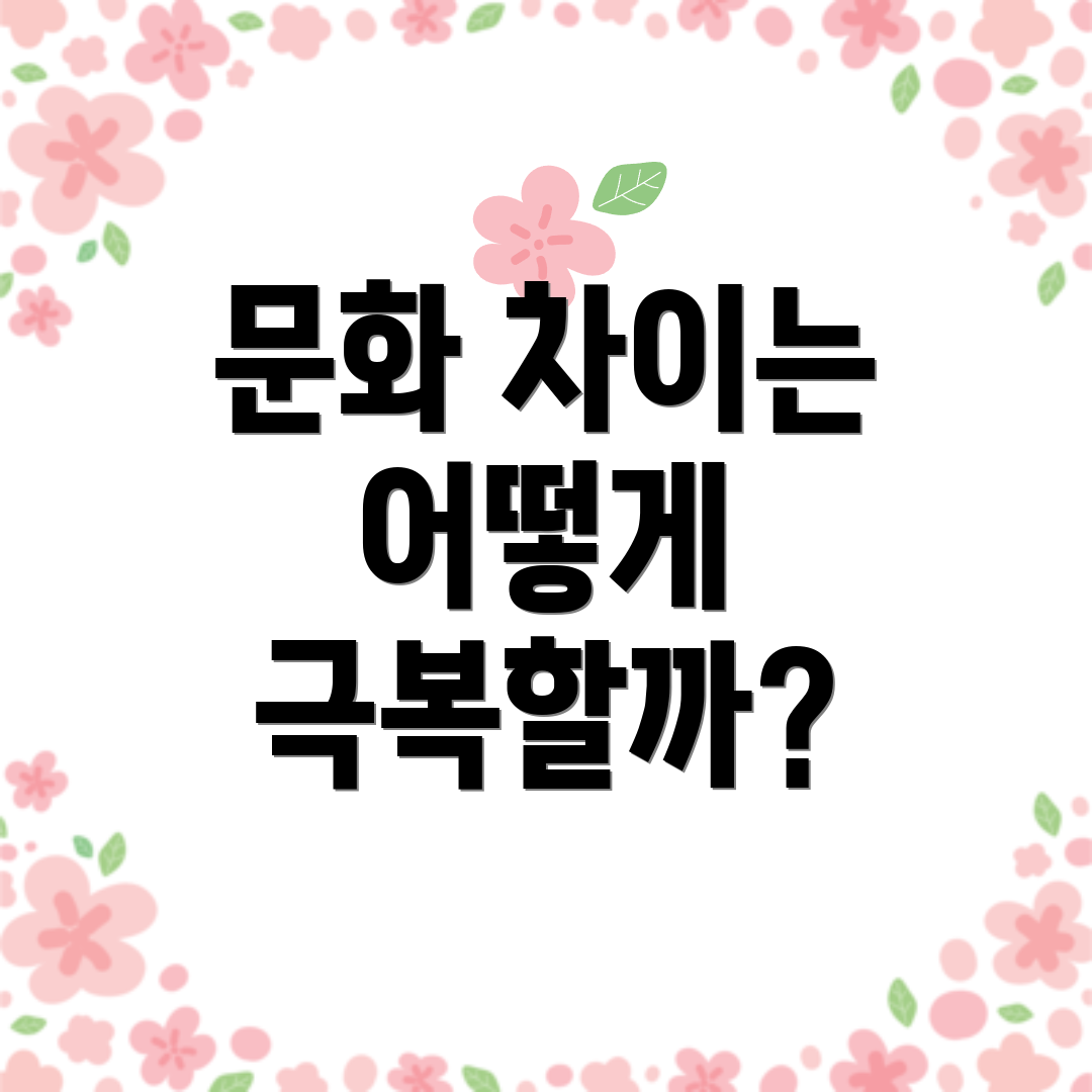 문화 차이는 어떻게 극복할까?