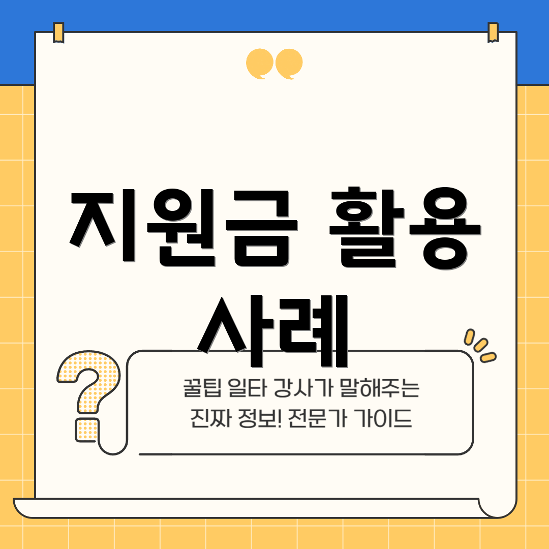 지원금 활용 사례